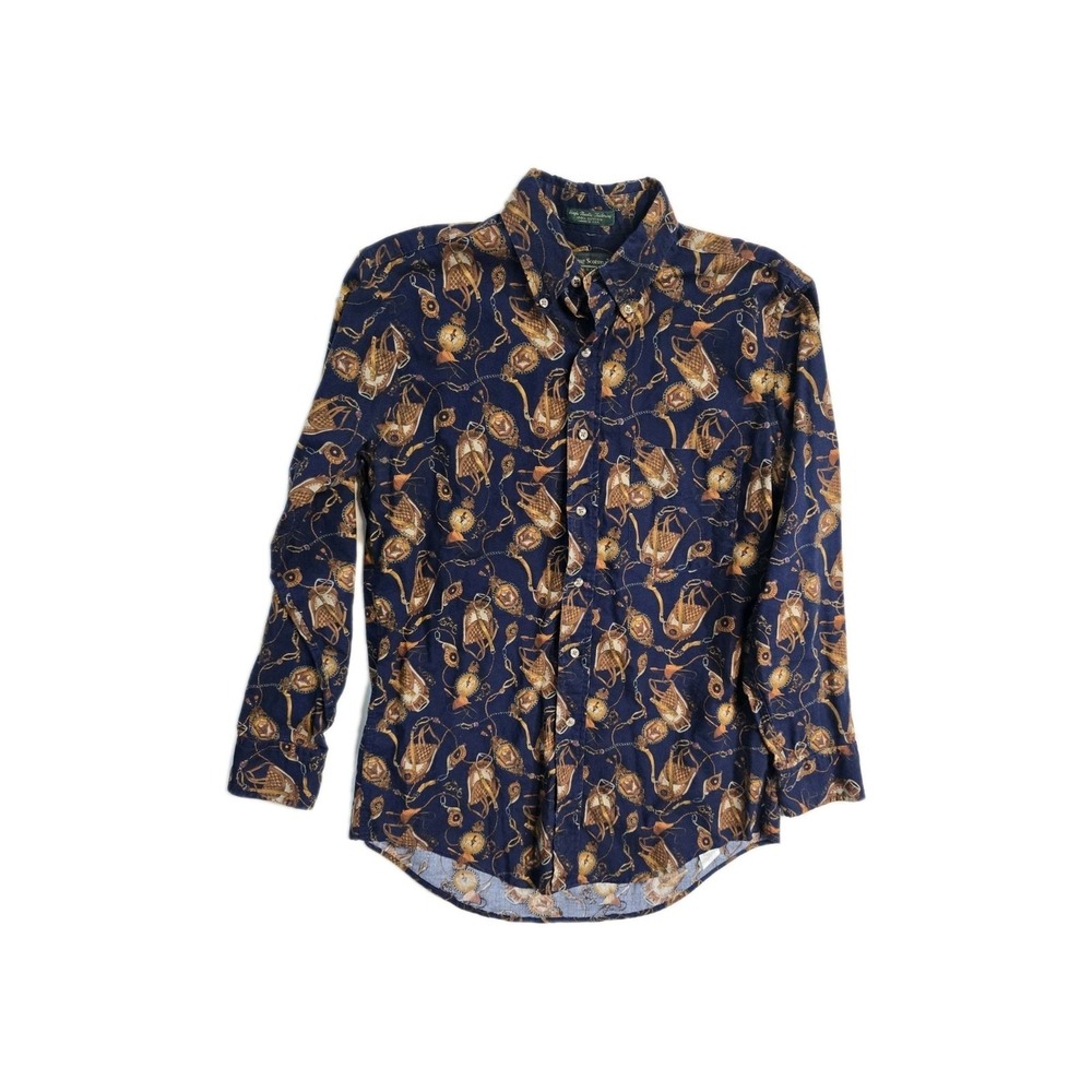 Flying Scotsman Jockey, Equestrian Print Shirt Made In USA Size M Cowboy Western